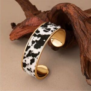 Gold Cow Print Cuff Bracelet